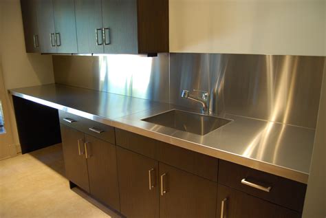 stainless steel counter tops and apple ply cabinets|stainless steel countertops kitchen.